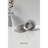 Beton Büyük Tealight Mumluk Şamdan Silikon Kalıp - Dekoratif Tealight Mumluk Kalıbı - Beyaz - Adet