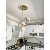 Beton Görünümlü Modern Şık İskandinav Tarz 3 Başlıklı Avize (25cm) (RUSTİK AMPUL HEDİYELİ) NESTVİBE (GOLD)
