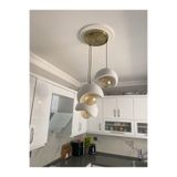 Beton Görünümlü Modern Şık İskandinav Tarz 3 Başlıklı Avize (25cm) (RUSTİK AMPUL HEDİYELİ) NESTVİBE