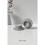 Beton Küçük Tealight Mumluk Şamdan Silikon Kalıp - Dekoratif Tealight Mumluk Kalıbı - Beyaz - Adet