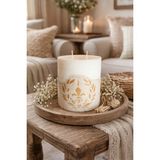 Betonique Stone Beton Kütük Mum 14*10 cm - Beyaz - Gri - 1 Adet