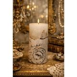 Betonique Stone Candle Beton Kütük Mum - Beyaz - 1 Adet