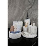 betonmall 12 Parça Mermer Desenli Beton Banyo Seti Katı Sıvı Sabunluk Diş Fırçalık Çöp Kovası Tepsi Mumluk