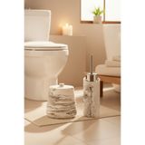 betonmall 4 Parça Mermer Desenli Beton Banyo WC Seti Çöp Kovası 4 Litre ve Tuvalet Fırçası