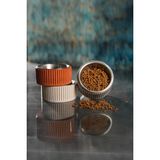 Betonmall Beton Kedi ve Köpek Mama/su Kabı | Devrilmeye Dayanıklı, Paslanmaz Çelik Kaseli - Beyaz