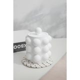 Betonmall El Yapımı Kapaklı Bubble Beton Kavanoz | Kalemlik, Kaşıklık, Diş Fırçalık, Organizer - Beyaz