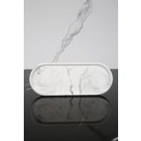 betonmall Mermer Desenli Dekoratif Oval Sunum Tepsisi Tabağı Sunumluk 9x23 Cm