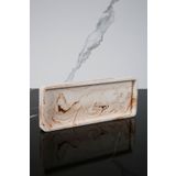 betonmall Mermer Desenli Dekoratif Sunum Tepsisi Tabağı Beton Sunumluk 10x25 Cm Bej Kahverengi
