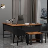 Betroya Landi Ofis Masası Modern Stil 140x90 cm Suntalam Malzeme ile Geniş Çalışma Alanı Sunar - Meşe - Siyah