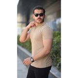 Bet's Erkek Kısa Kollu Yakalı Tişört - Bej