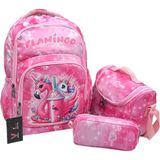 Betto's Kız Çocuk Ilk Okul Sırt Çantası Pembe 3'lü Set Ilkokul Çantası Karakter Desenli Takım - Pembe - 2. Stil