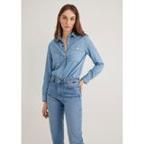 Betty Gold Açık Mavi Jean Gömlek Fitted/Vücuda Oturan Kesim 1210818-89159
