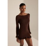 BETTY & SAM Bordeaux Kahverengi Mini Elbise