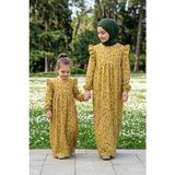Betül Akbay Kız Çocuk Tesettür Elbise – Amine Model Viskon Pamuklu Tam Boy Sarı - 6 - 7 Yaş