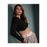 Betül Aksu Butik Özel Tasarım Crop Taşlı Tek Omuz Büstiyer