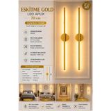 Betül Home Design Eskitme Gold Gün Işığı 70 cm Led Duvar Aplik 2 Adet Tekli | Pilli Kablosuz Kullanım Tak-Çalıştır