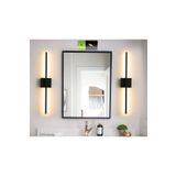 Betül Home Design Modern Dekoratif Aç-kapa Düğmeli Pilli Kare Led Duvar Aplik Siyah 65 CM (1 ADET) Pil Dahildir