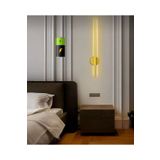 Betül Home Design Modern Dekoratif Aç-kapa Düğmeli Pilli Luxury Tasarım Gold Led Duvar Aplik 70 Cm Pil Dahildir