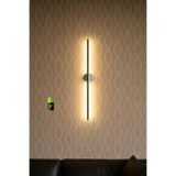 Betül Home Design Modern Premium Kablosuz Pilli Gün Işığı Led Aplik 1 Adet – KROM 70 Cm Duvar Aplik (Pil Dahil)