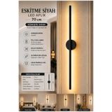 Betül Home Design Siyah Gün Işığı 70 CM Led Duvar Aplik 1 Adet|Pilli Kablosuz Kullanım Tak-Çalıştır