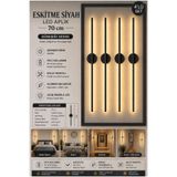Betül Home Design Siyah Gün Işığı 70 CM Led Duvar Aplik 4 Adet|Pilli Kablosuz Kullanım Tak-Çalıştır