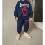 BeU Kids Erkek Çocuk %100 Pamuk 3 Iplik Fırçalı Kumaş Lacivert Spiderman Baskılı Eşofman Takım - 2 - 3 Yaş