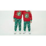 BeU Kids Yılbaşı Temalı Unisex Çocuk Eşofman Takımı - 3 Yaş - Kırmızı - Yeşil
