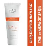 Beuz Sanse SPF50+ 50 ml Yağlı ve Karma Ciltler İçin Çok Yüksek Korumalı Güneş Kremi ve Makyaj Bazı