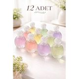 Bev Kitchen 12 ADET Cam Tombul Kolonya Şişesi Süssüz,Düğün,Nikah, Söz Nişan Hediyelik (Uzunluk 8cm)