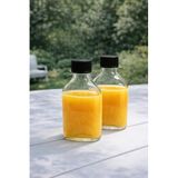 Bev Kitchen 2 ADET 200 ml Şeffaf Cold Brew Sızdırmaz Siyah Plastik Kapaklı Yassı Boş Cam Şişe