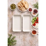Bev Kitchen 2'li Mini Kayık Tabak Sunum Tabağı Servis Tabağı 18*10 cm – Kahvaltı & Mezelik Seti - Beyaz - Bej