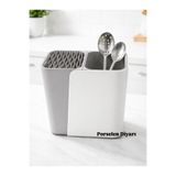 Bev Kitchen 3 Bölmeli Tezgah Üstü Bölmeli Kaşık Bıçak Standı - Çok Amaçlı Organizer,Bej