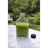 Bev Kitchen 4 ADET 100 ml Şeffaf Cold Brew Sızdırmaz Siyah Plastik Kapaklı Yassı Boş Cam Şişe
