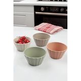 Bev Kitchen 4'lü Yuvarlak Plastik Pastel Kase Seti - Çerezlik Takımı - Çerezlik