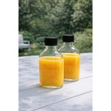 Bev Kitchen 6 ADET 100 ml Şeffaf Cold Brew Sızdırmaz Siyah Plastik Kapaklı Yassı Boş Cam Şişe