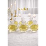 Bev Kitchen 6 ADET Cam İstiridye Kolonya Şişesi Süssüz,Düğün,Nikah, Söz Nişan Hediyelik (Uzunluk 7,5cm)