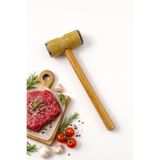 Bev Kitchen Ahşap Et Dövme 2 Başlı Et Dövme Tokmağı Paslanmaz Kasap Et Döveceği Ezme Yumuşatma Aparatı 27 cm