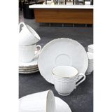 Bev Kitchen Bianco Kabartma Desen Altın Yaldızlı 6 Kişilik Kahve Fincan Takımı