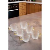 Bev Kitchen Cam 6'lı Kabartma Desenli 110 Ml Kupa 6 Cm
