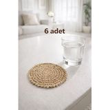 Bev Kitchen El Yapımı Hasır 6’lı Bardak Altlığı 12 Cm Çay Fincan Kupa Mum Altlığı Dekoratif Supla