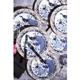 Bev Kitchen Geyşa Desen Porselen 6'lı Servis Tabağı 26 Cm MAVİ 26 cm