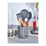Bev Kitchen Plastik Delikli Dik Kaşıklık & Tezgah Üstü Düzenleyici & Servis Standı - Gri