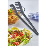 Bev Kitchen Pratik Yanmaz Yapışmaz Yüksek Isıya Dayanıklı Sert Plastik Makarna ve Salata Servis Maşası siyah