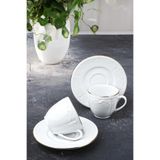 Bev Kitchen Seren Kabartma Desen Altın Yaldızlı 2 Kişilik Kahve Fincan Takımı