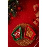 Bev Kitchen Yılbaşı Çam 2'li Seramik Çerezlik New Year Bowl - Yeşil - Kırmızı