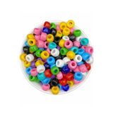 Bevella Geniş Delikli 9x6mm Karışık Renkli Plastik Yassı Silindir Model Boncuk ( 25gr,~Ort 75 Adet )