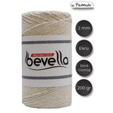 Bevella Macrame Cord Ultra Simli Krem Gümüş 2 mm Makrome İpi 200 gr