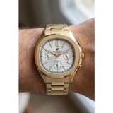 Beverly Hills Polo Club Erkek Kol Saati | 42 mm Çelik Kasa, Gold Çelik Kordon, Gümüş Kadran - Altın