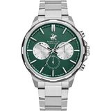 Beverly Hills Polo Club Erkek Kol Saati Gümüş Çelik Kordon Koyu Yeşil Kadran Seramik Safir Kaplamalı Cam 10 Atm 45 mm