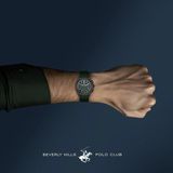 Beverly Hills Polo Club Erkek Kol Saati Koyu Yeşil Silikon Kordon Yeşil Siyah Kadran Siyah Kasa 42MM Safir Kaplama Seramik Cam 10 Atm - Siyah - Yeşil